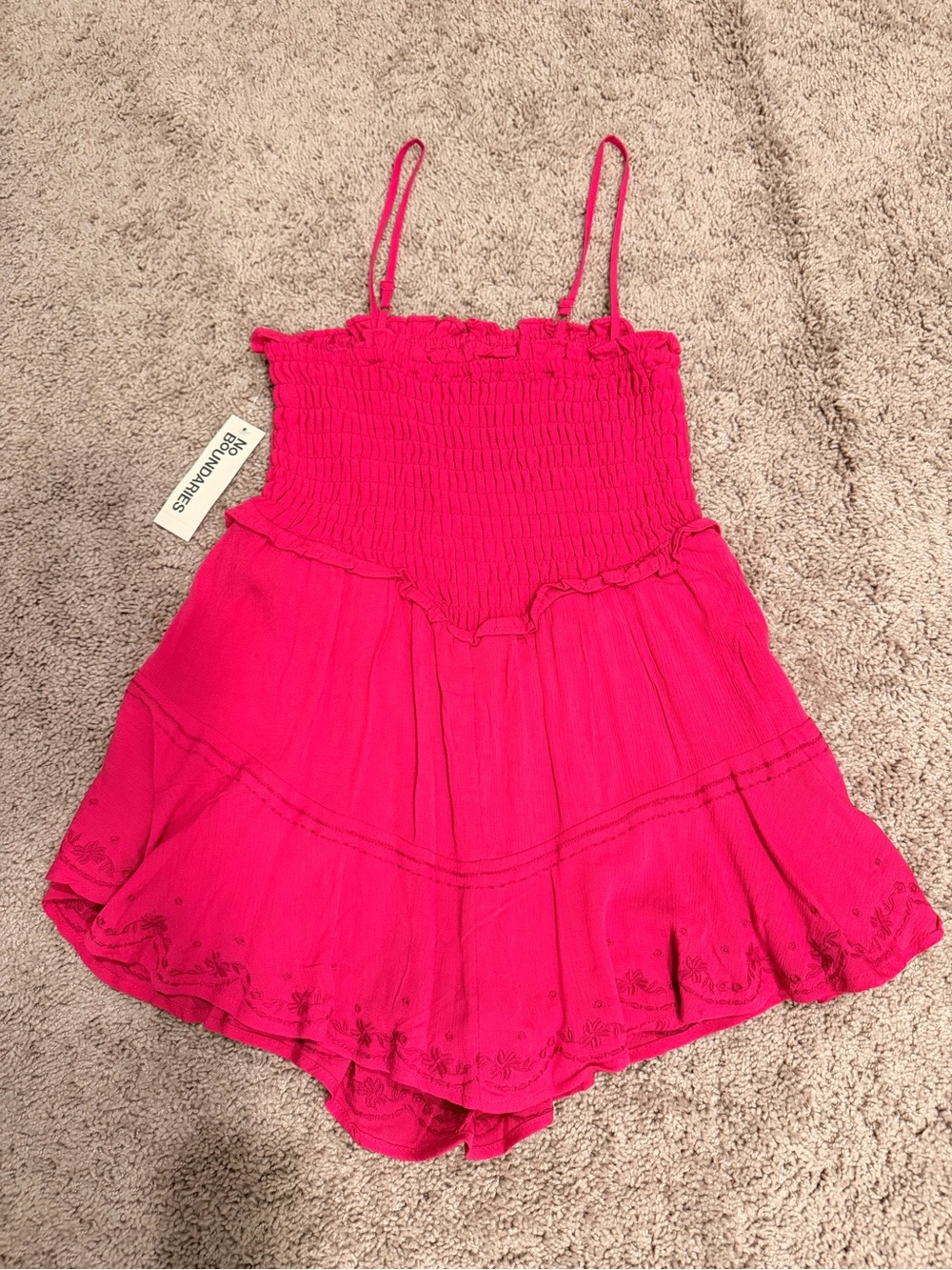 No Boundaries Hot Pink Smocked Ruffle Mini Dress - Picture 8 of 8